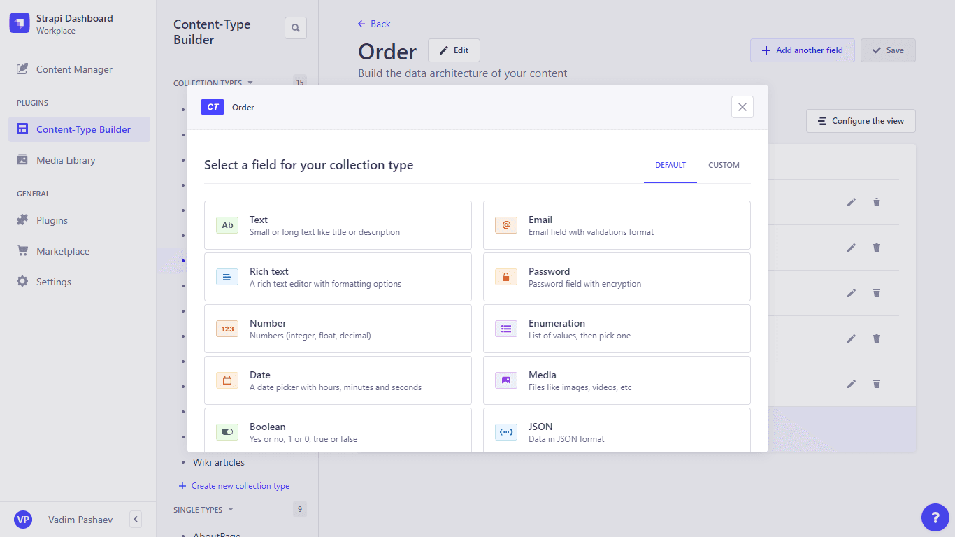 Как добавить кастомные поля в Strapi v4